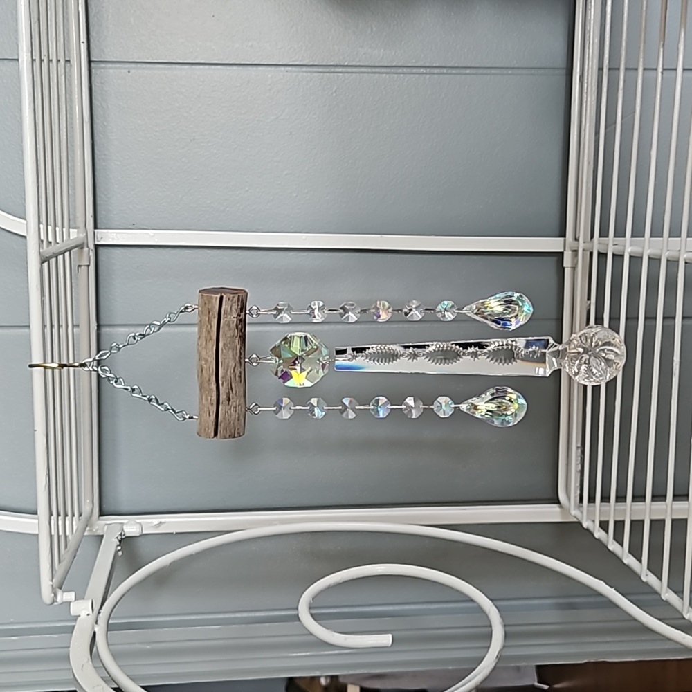 Windchime chandelier crystal & Florida driftwood